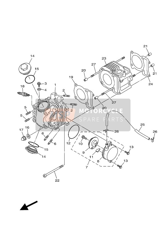 Yamaha XC100E 2012 Cylinder Head for a 2012 Yamaha XC100E